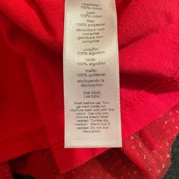 Carter's Girls 3T Red Holiday Dress Sparkly Tulle Mesh Skirt Long Sleeves - Picture 10 of 11